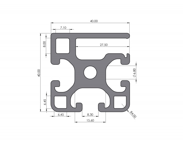 Protective grille profile 40x40 groove 8 I-type